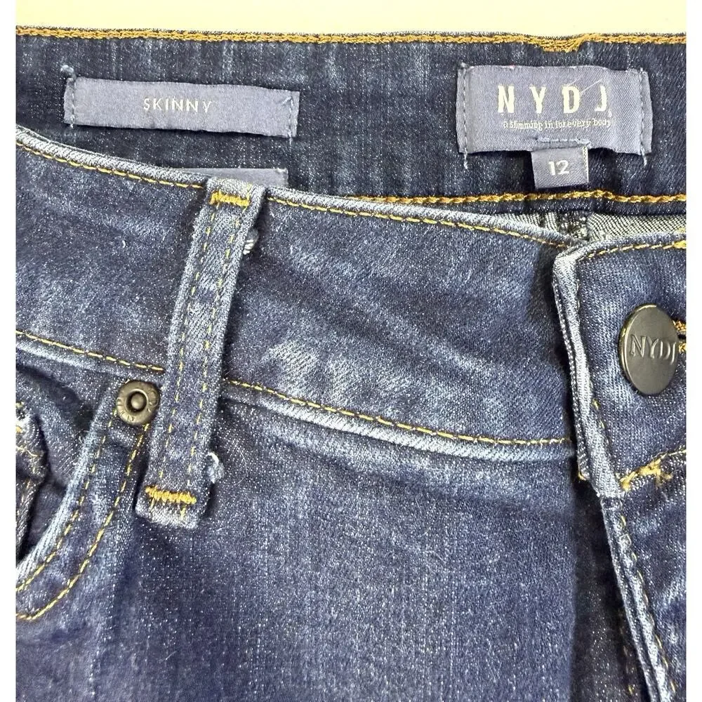 NYDJ Skinny Jeans Size 12 Dark Wash Lift Tuck Stretch Denim - Picture 2 of 7
